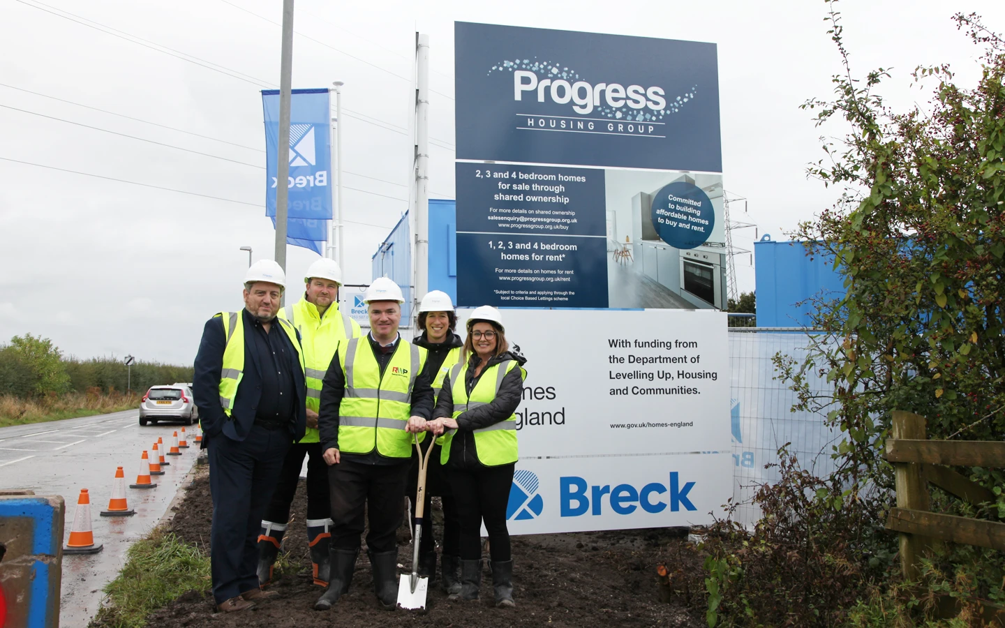 PHG Development Team outside new development in Cottam, Preston