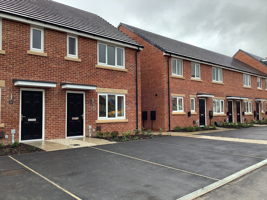 Row of new homes in Great Harwood