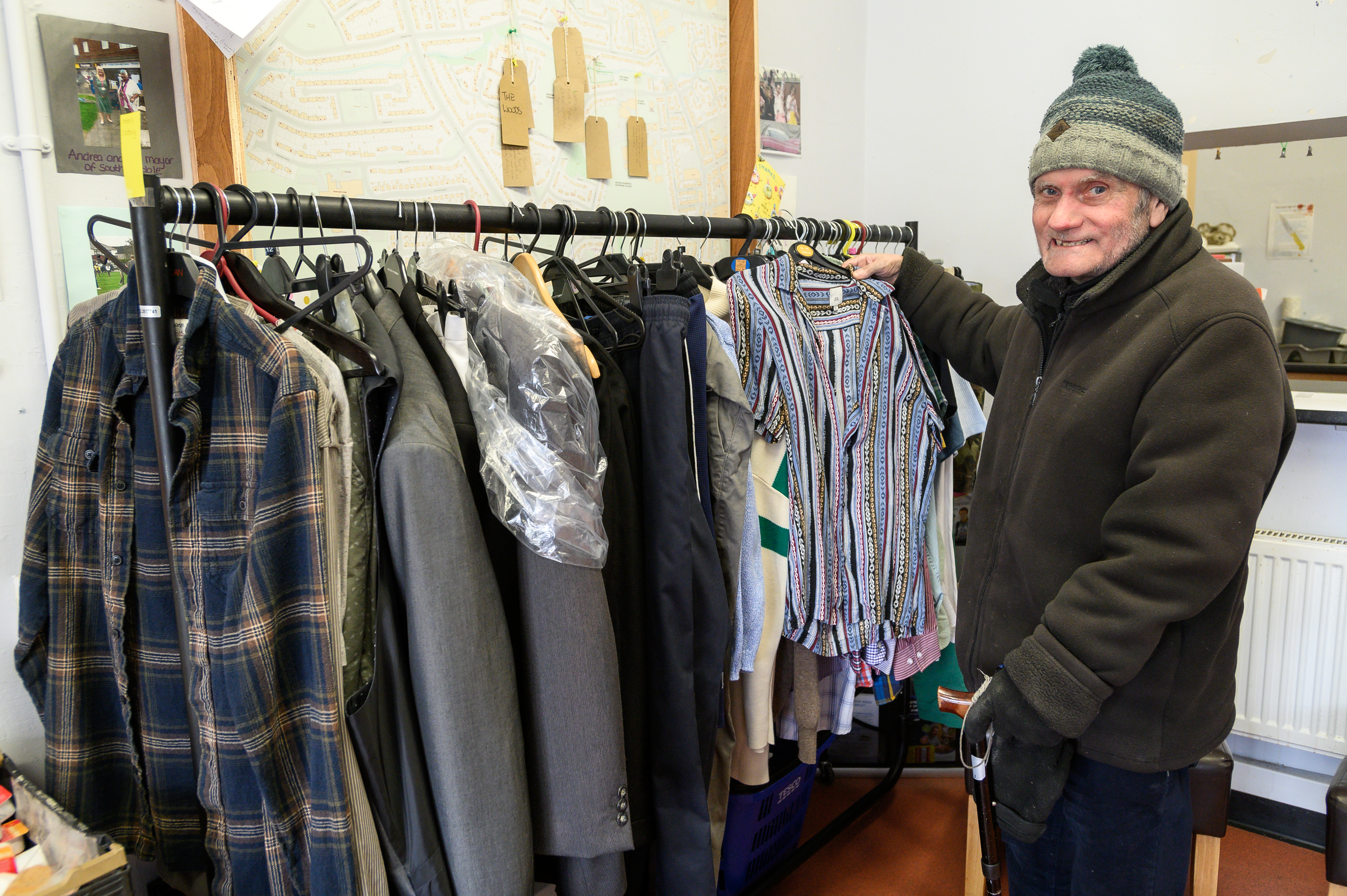 An image of a customer at the clothes exchange at The Base I