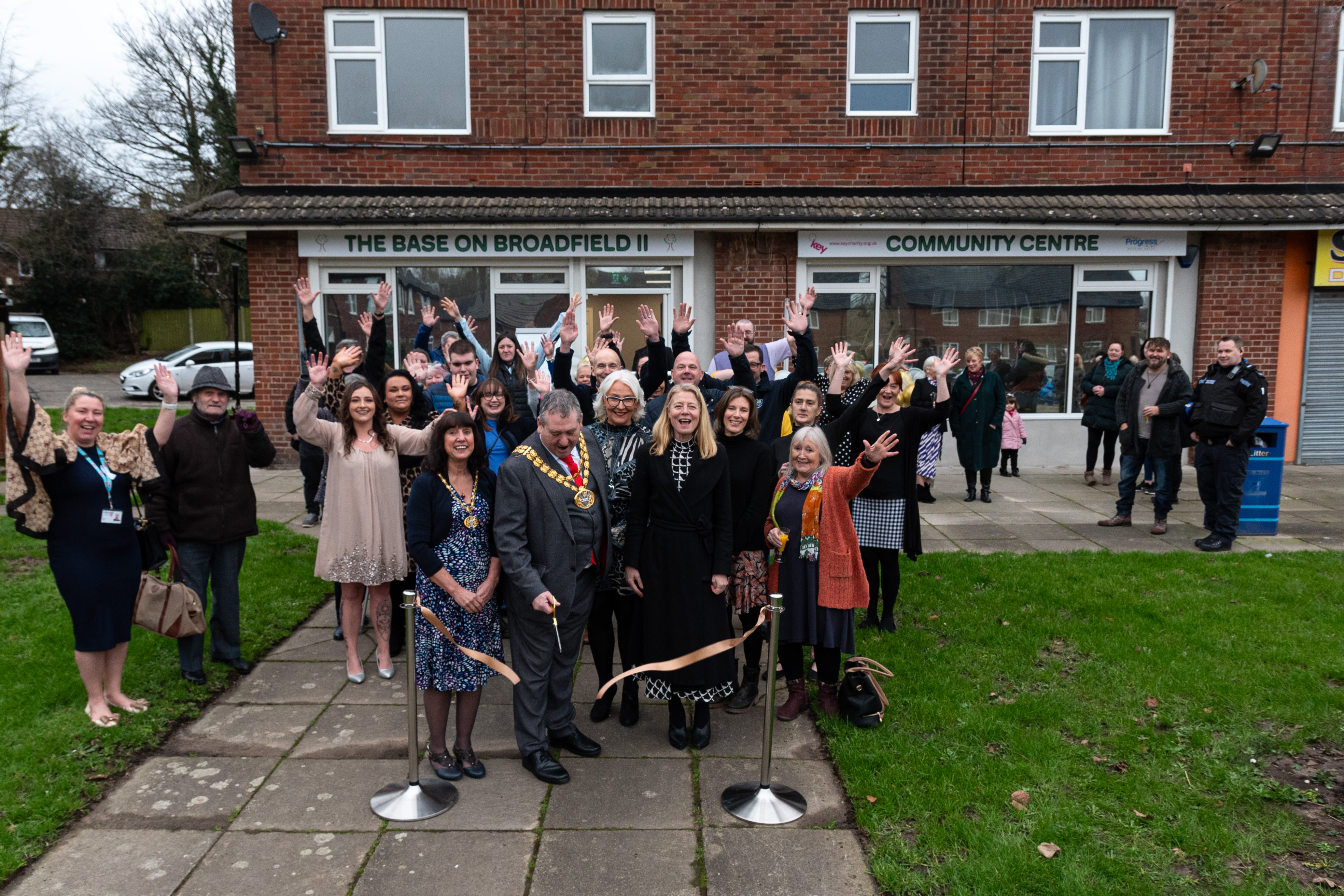 An image of the Mayor, The Base team and community residents at the opening of The Base II